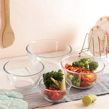 Borosilicate Glass Microwave Safe Mixing Bowl, 4 Pcs, 6 Pcs, Femora