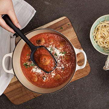 Silicone Premium Big Spatula with Grip Handle, Black, Non Stick, FDA Approved