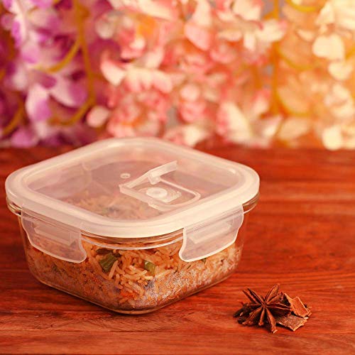 Borosilicate Glass Square Container with Air Vent Lid, 800 ML