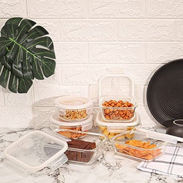 Borosilicate Glass Square, Round, Rectangular Container Set Of 6, Femora