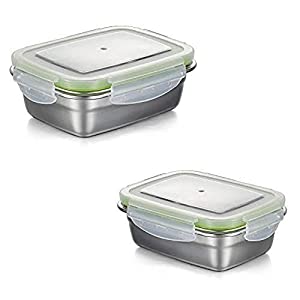 Lunch Box , Rectangle Containe 350ml, 550ml Set of 2
