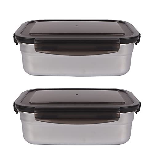 Lunch Box, Rectangle Container with Lock Lid- 850ml Set of 2