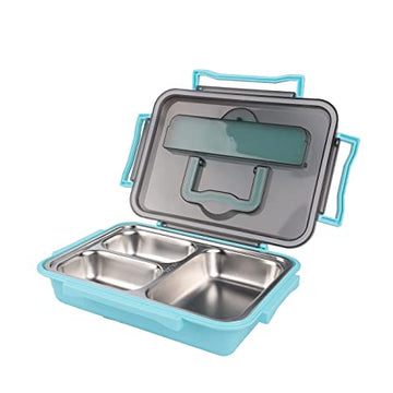 Stainless Steel Blue Lunch Box Thali Set, Femora, 1 Pcs