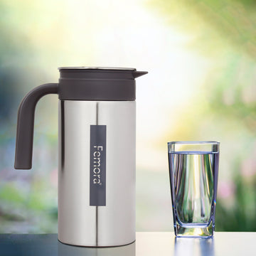 Stainless Steel Grand Jug with Handle - 1.4 L, ( gray ,black lid )