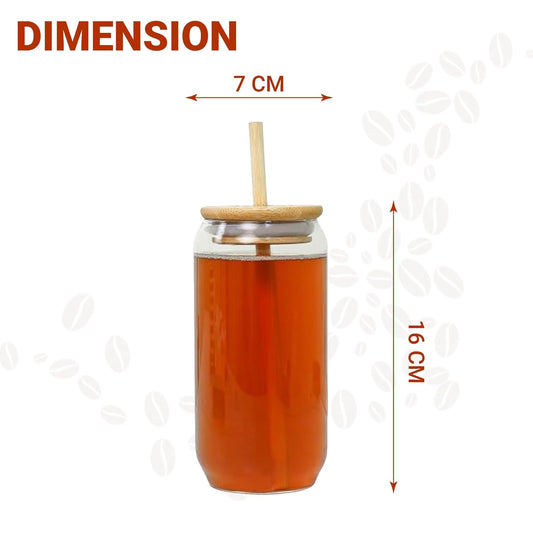 Coffee Can with Wooden Lid &Straw, 500 ML, Femora