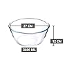 FEMORA Borosilicate Glass Mixing Bowl with Lid, 4 Pcs Set (1650ml, 2100ml, 2650ml & 3600ml), Serving Bowl, Kitchen, Oven & Microwave, Dishwasher and Freezer Safe, Scratch Resistant, Round, Transparent