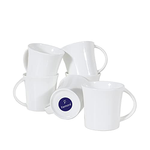 White Coffee & Tea Cup Set of 6, 160 ML, Femora