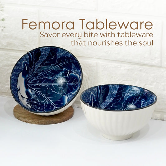 Femora Ceramic Bowl Set (Set of 2) - Modern Splatter Pattern, Microwave & Dishwasher Safe, Lead-Free | Versatile Dinner & Serving Bowls, Ideal for Gifting