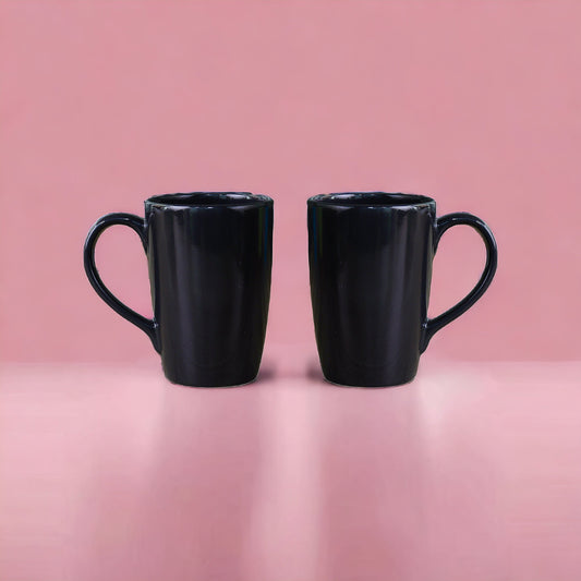 Premium Black Ceramic Coffee Mug Set of 2, 360ML, Femora