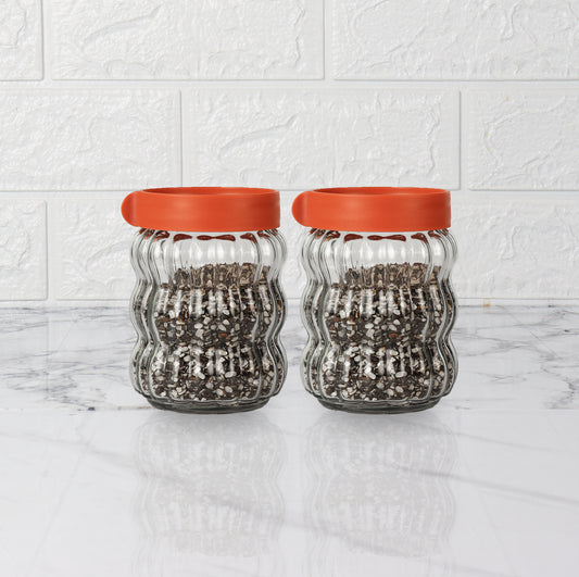 Femora Glass Jar With Screw On Metal Lid - Transparent , Scratch Resistant,  Storage For Dry Kitchen Items, 500 ml