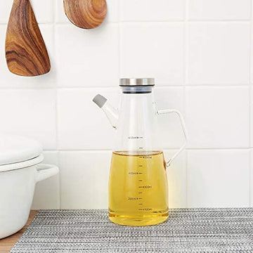 Borosilicate Glass Oil Bottle with Handle & Lid, 650 ML