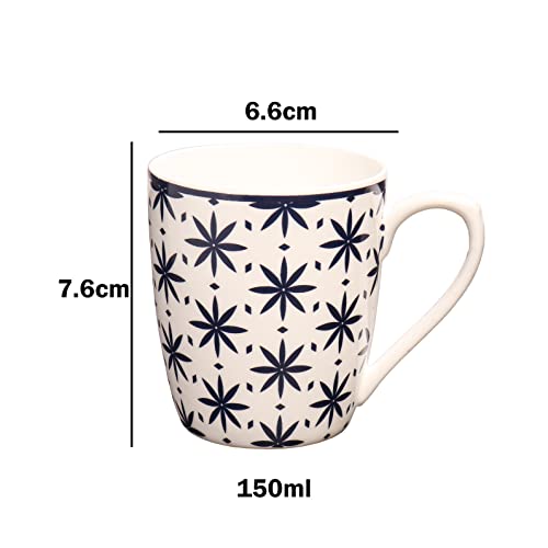 Block Print Coffee & Tea Cup Set of 6, 150 ML, Femora