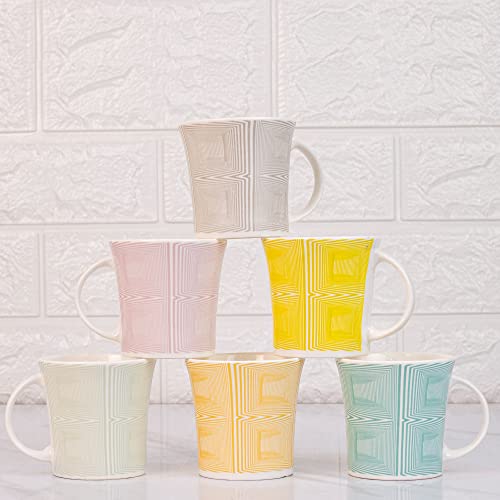 Zig Zag Chevron Pattern Coffee & Tea Cup Set of 6, 160 ML, Femora