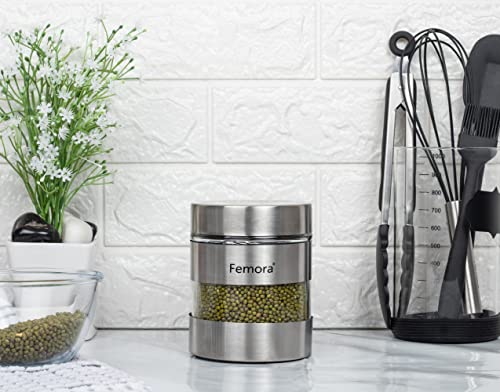 Metallic Clear Glass Kitchen Storage Jar, 700 ml, Free Replacement of Lids
