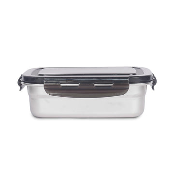 Stainless Steel Rectangle Heavy Duty Airtight Storage Container with Lock Lid, 1600 ML, 1 Pc, Femora