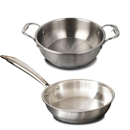 Femora Triply Bottom Stainless Steel 2 Pc Cookware Set, 26 cm Indian Kadhai, 24 cm Frypan
