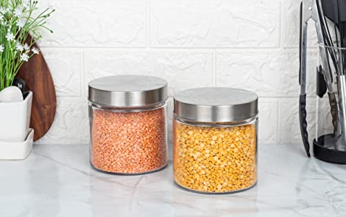 Kitchen Storage Clear Glass Jars With Steel Lid Air Tight Jar Femora