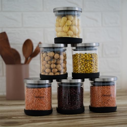Round Borosilicate Glass Jar for Kitchen Storage Kitchen Container Set and Storage Box, Glass Containers with SS Lid Air Tight Containers for