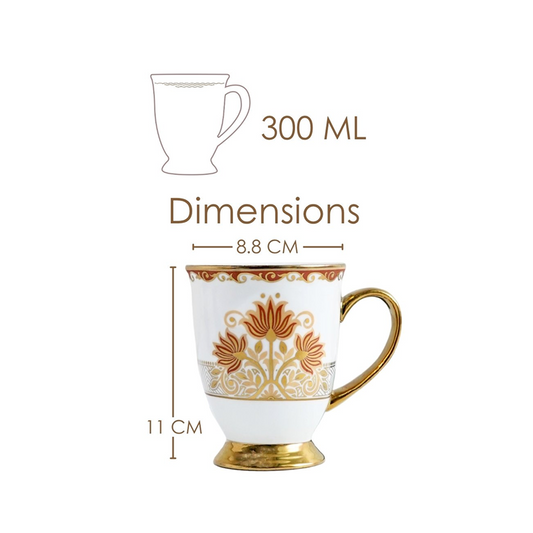 Royal Lotus Ceramic Mug Front View - Red and Gold Lotus Floral Print - Premium Drinkware
