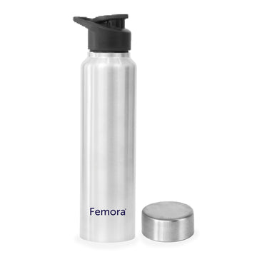 Stainless Steel Water Bottle, Fridge Bottle with Steel Cap & Sipper Cap, 1000ML, Femora