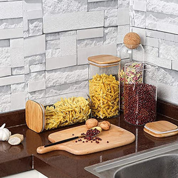 Kitchen Storage Jars Borosilicate Glass With Wooden Lid Air Tight Jar Femora
