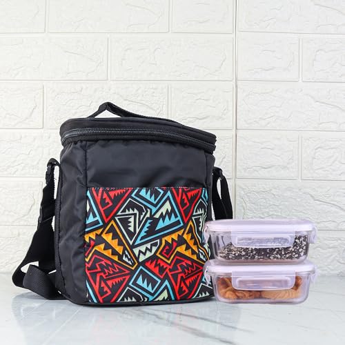 Borosilicate Glass Lunch Box Black Canvas Bag Femora, 400 ML, 2 Pcs