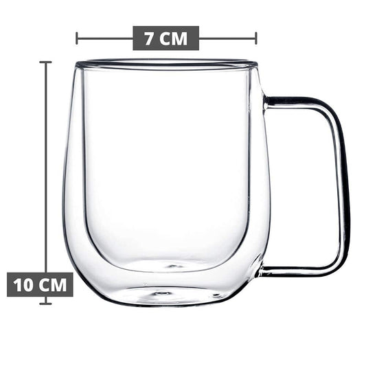 Double Wall Crystal Glass Tea Cup Coffee Mug - 270 ML