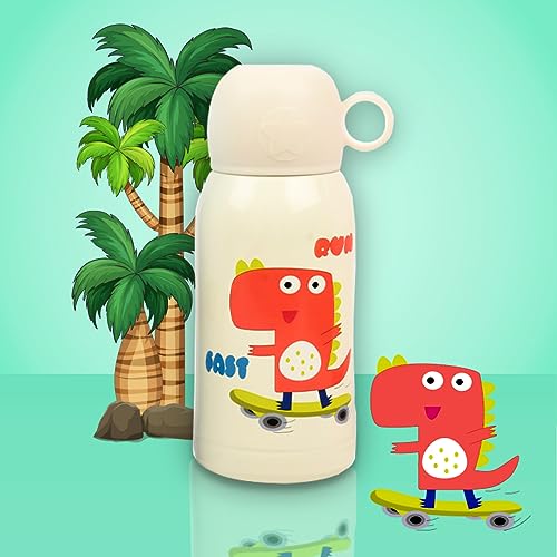 Thermo Vacuum Insulated Steel Bottle Dinosaur Charcter for Kids with Bag, Bowl Shape