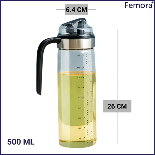 Femora Glass Oil Dispenser Bottle With - 500ML/17Oz, Oil Jar (Pack of 1)