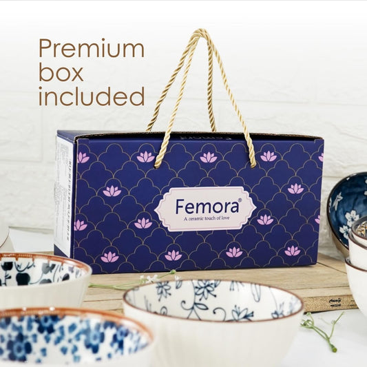 Femora Elegant Mandala Porcelain Bowl Set - Microwave & Dishwasher Safe, Lead-Free | Versatile Dinner & Serving Bowls for Gifting & Daily Delight