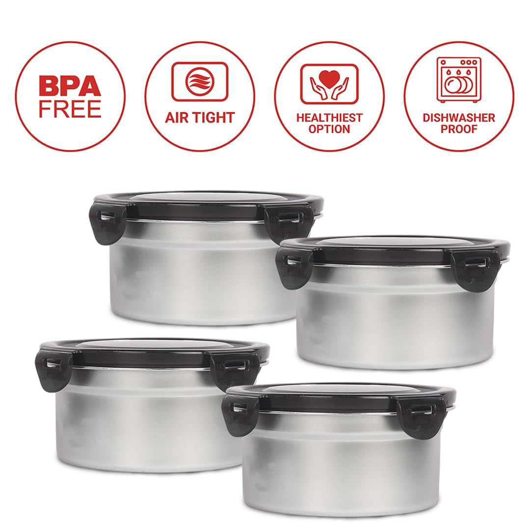 Lunch Container Round Femora Lunch Box High Steel Round Heavy Duty Airtight Leakproof Unbrea