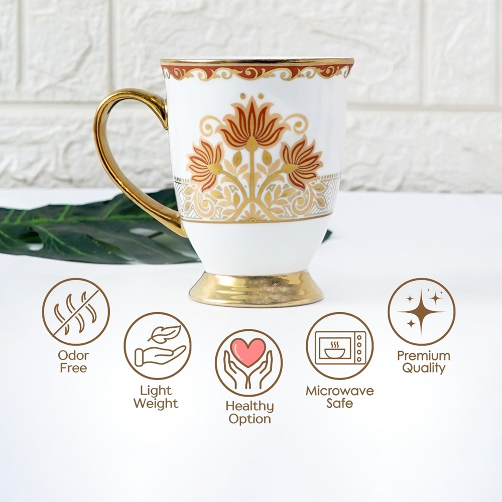Royal Lotus Ceramic Mug - Gift Ready - Diwali Wedding Anniversary Gift Idea India