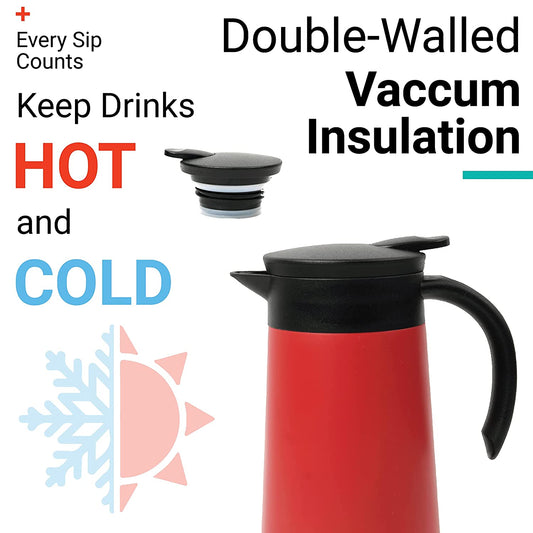 Stainless Steel Vacuum Insulated Multipurpose Thermosteel Flask with Handle, 750 ML, Red