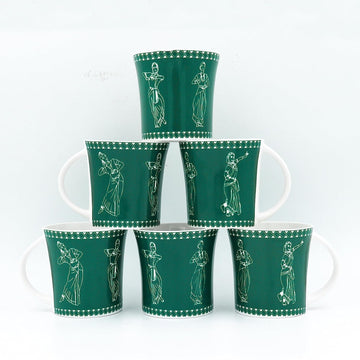 Classical Dancers Pattern Coffee & Tea Cup Set of 6, 160 ML, Femora