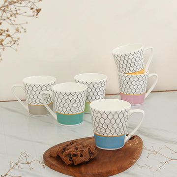 Indian Ceramic Handcrafted Multicolor Design Tea Cup (Birdnet Pattern)