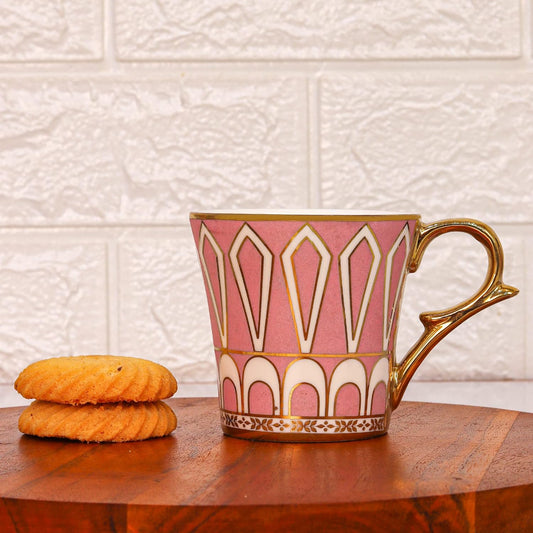 Premium Ceramic Golden U Scale Pattern Coffee & Tea Cup Set of 6, 160 ML, Femora