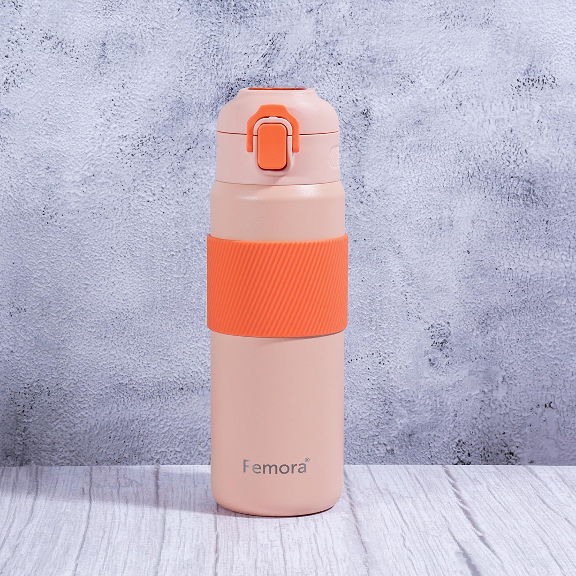 Femora HydroPro Double Walled Stainless Steel Vacuum Insulated Flask Water Bottle, 600 ML, Orange