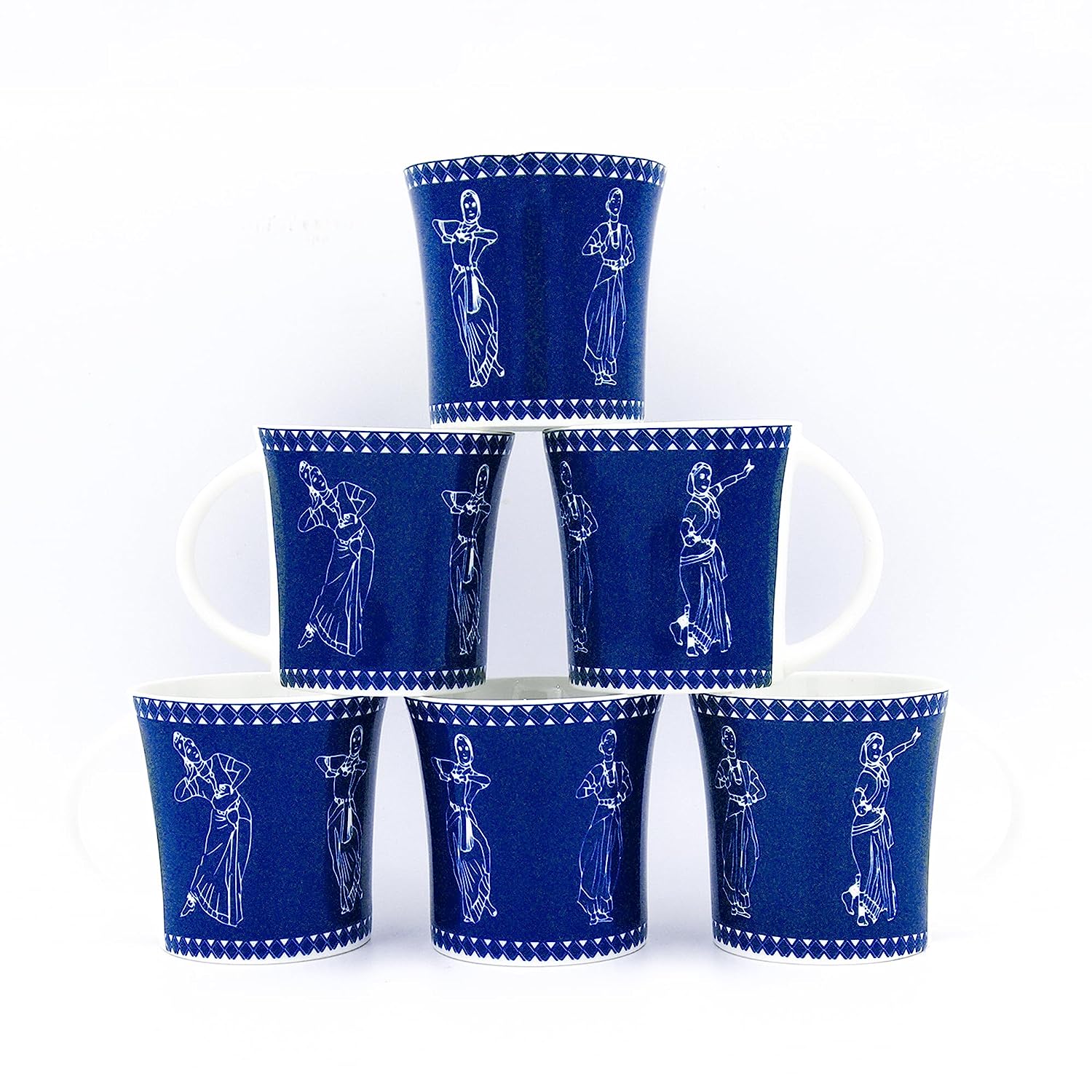 Classical Dancers Pattern Coffee & Tea Cup Set of 6, 160 ML, Femora