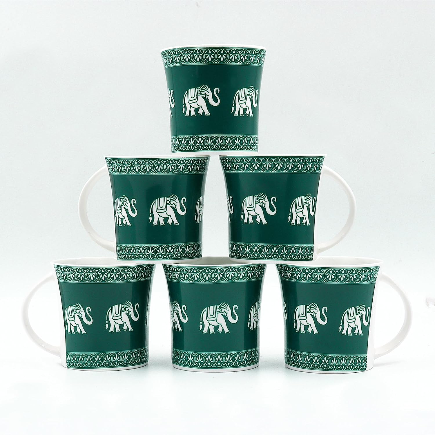 Elephant Parade Pattern Coffee & Tea Cup Set of 6, 160 ML, Femora