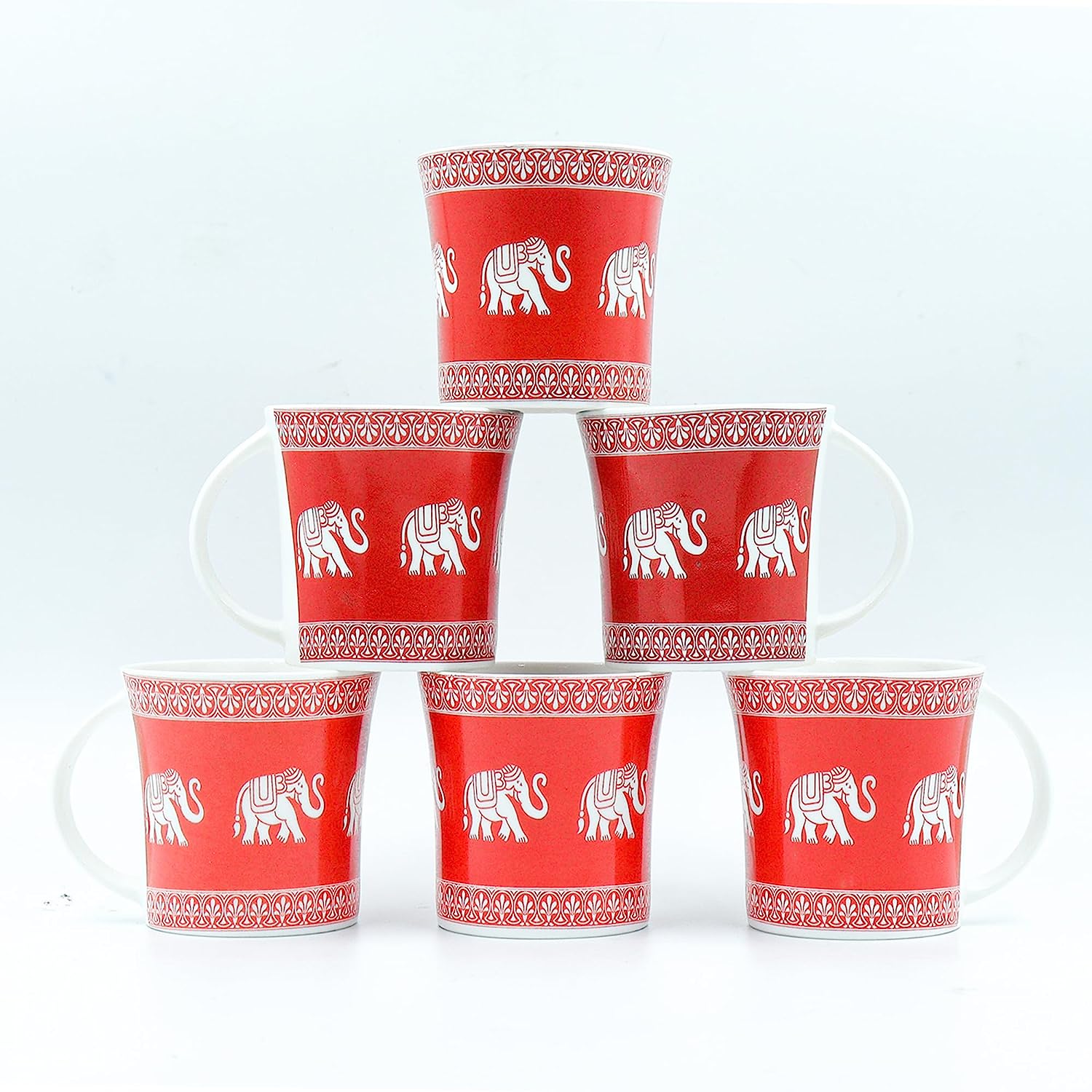 Elephant Parade Pattern Coffee & Tea Cup Set of 6, 160 ML, Femora