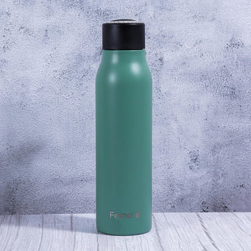 Femora UrbanFrost Cold & Hot Water Bottle with Double Walled Stainless Steel Insulated Flask Water Bottle, 600 ml, Green