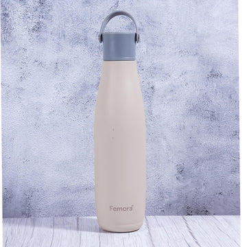 Femora Stainless Steel PureQuench Lifestyle Vessel Vacuum Insulated Flask Water Bottle, 700 ML, Pastel Grey