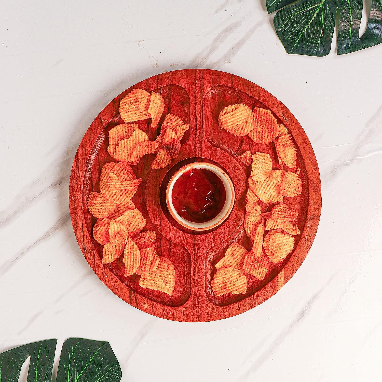 Round Wooden Serving Tray with Bowl, 1 pc Tray & Bowl, 10 Inch(25 * 25 CM), 1 Year Warranty.