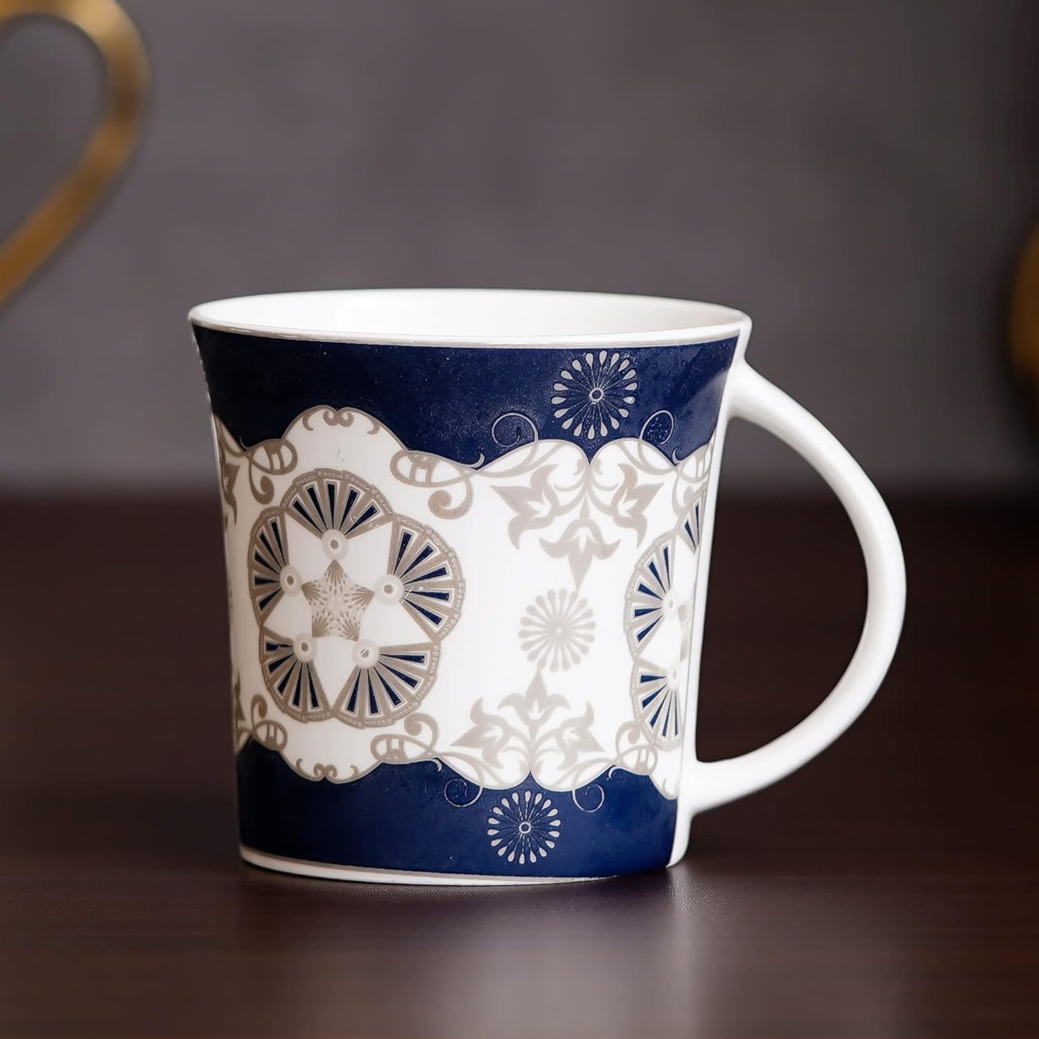 Ceramic Handcrafted Design Coffee & Tea Cup Set of 4, 160 ML, Blue