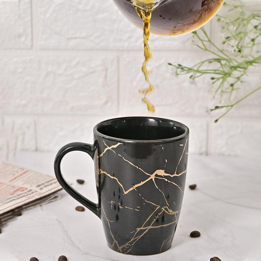 Ceramic Coffee Mug - Set of 2 (320ml) Marble Gold Print,Femora