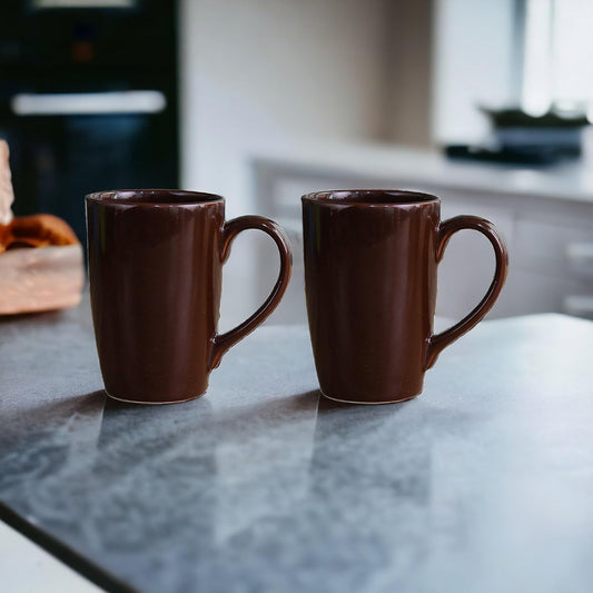 Femora Ceramic Coffee Mug - Set of 2(360ml) Multi - Color Tea Cups, Stackable, Chip Resistant, Large Serving Coffee Cup, Ideal Coffee Mug for Gift - Brown (Color May Vary)