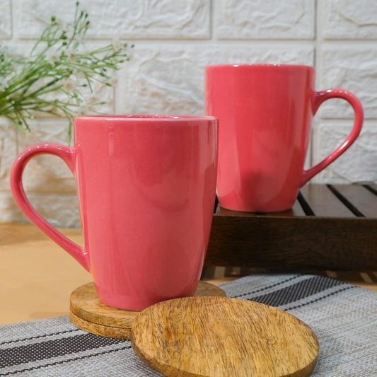 Ceramic Coffee Mug - Set of 2(360ml) Serving Coffee Cup, Ideal Coffee Mug for Gift - Pink