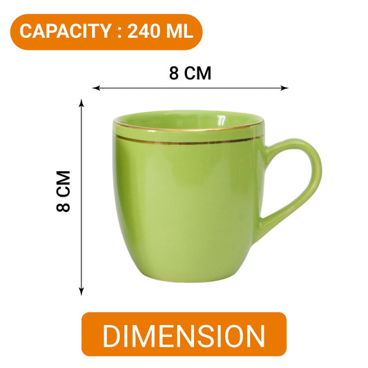 Femora India Multicolor Ceramic Coffee Mugs, Tea Mugs, Ceramic Tea Cups (240 ml) - 6 Pcs Set