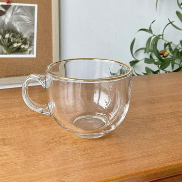 Femora Clear Glass Cereal Cup with Handle 400 ML | Multipurpose Dessert & Breakfast Bowl for Home & Office
