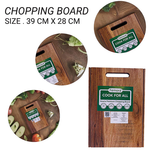 Femora Rectangular Mini Vegetable Acacia Wood Chopping Board 28 x 23 cm( 9x11 inch)